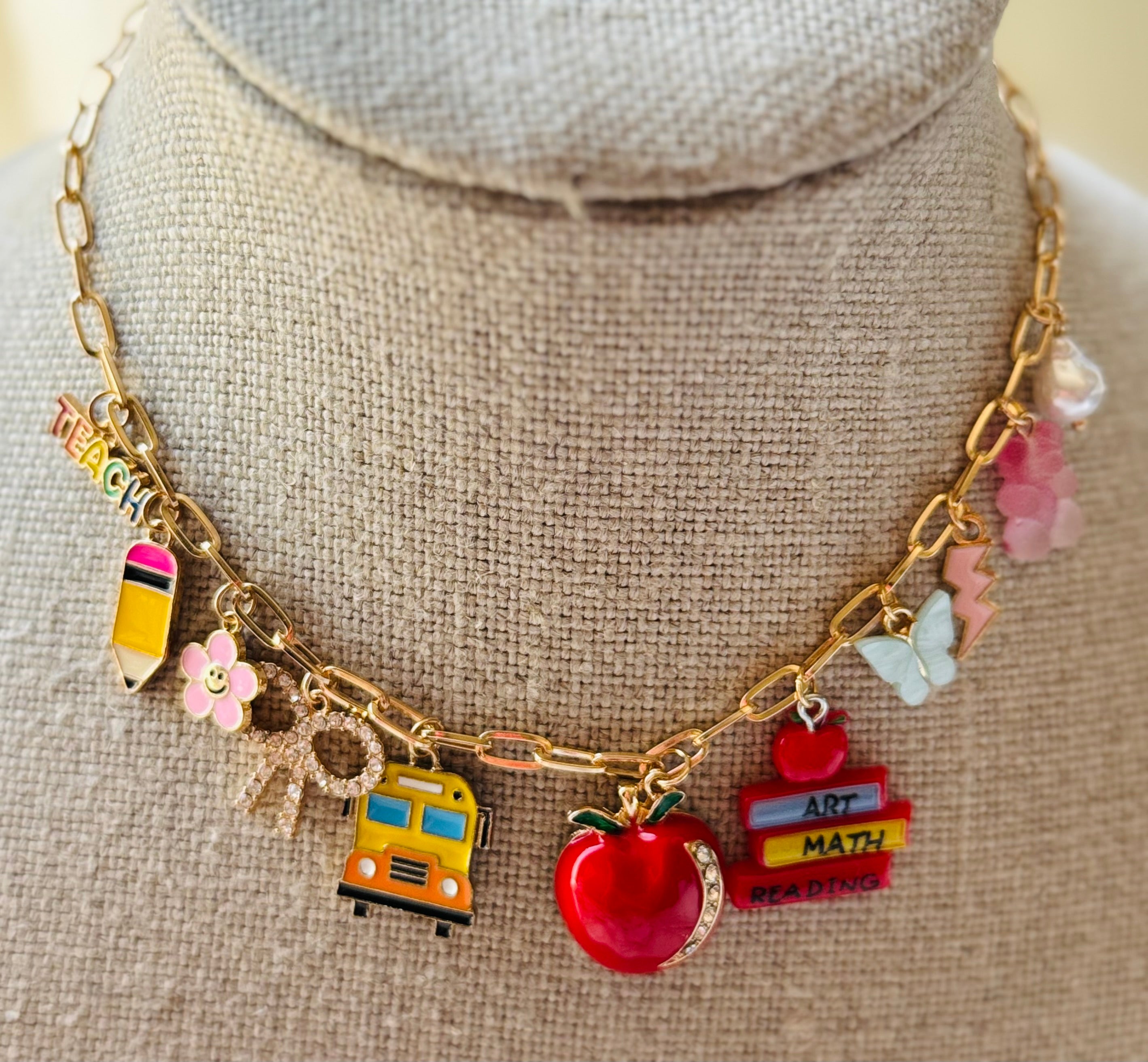 teacher charm necklace