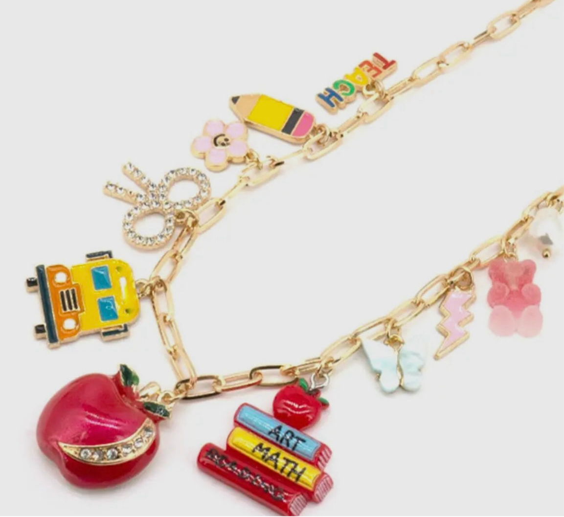 teacher charm necklace